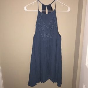 Blue embroidered detail dress